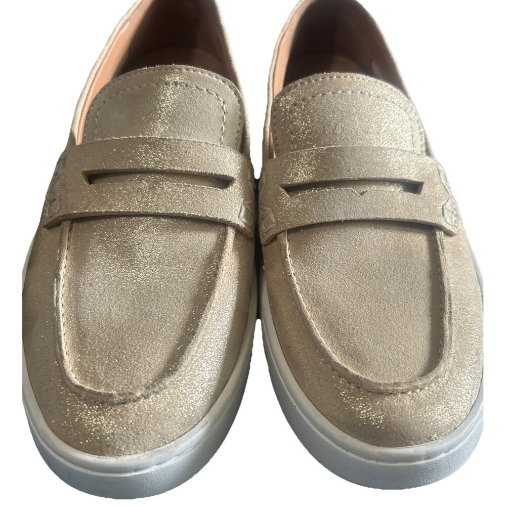 Vionic Uptown Womens Size 6 Leather Penny Loafers Slip-Ons Gold Metallic Shoes - Picture 7 of 16
